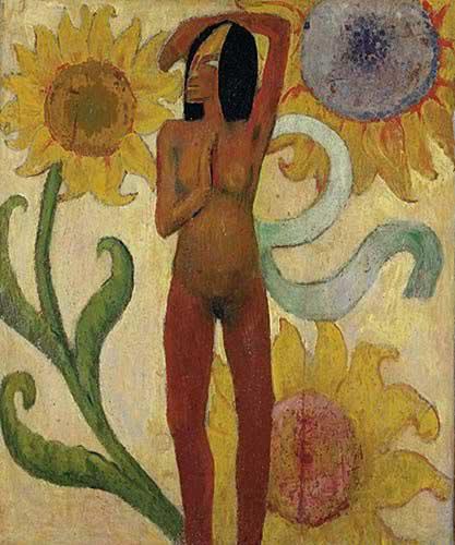Paul Gauguin Caribbean Woman, or Female Nude with Sunflowers